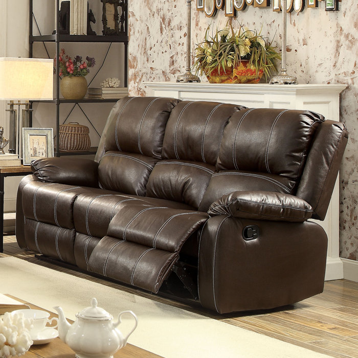 Red Barrel Studio® Swinford 81" Wide Faux Leather Pillow Top Arm